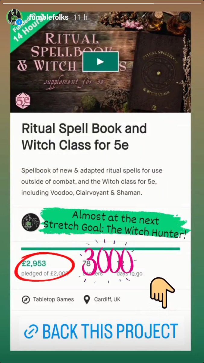 Happy #WIPWednesday! We're so close to the £3,000 stretch goal we can smell it, so we've been working on the Witch Hunter subclass! Will you use your strength, your wits, or a mob of baying locals? What are you working on today? Like, RT & talk about it 💚 #ttrpg #loveyou3000