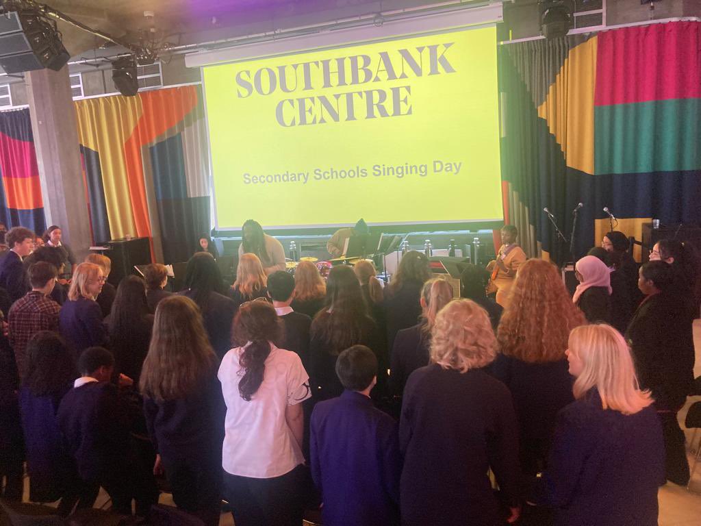 LambethMusic's tweet photo. Great to be singing with over 100 secondary pupils for wave 2 of our #SingLambeth pilot with @southbankcentre @LivingSongUK & @PegasusOpera + Amazing vocal leaders @randolphinfo @LugoAga facilitating 4 schools @smitfhsfg #TheNorwoodSchool #ElmsAcademy #LilianBaylis #lambethsounds https://t.co/fhxXWX77qA