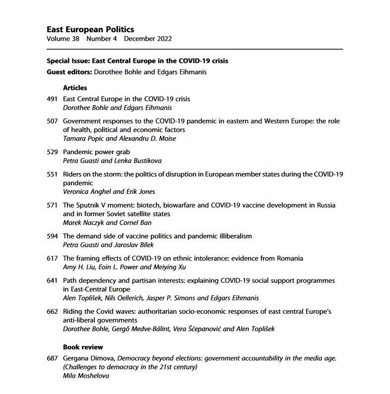 East European Politics (@eepolitics) on Twitter photo The 💥NEW💥 special issue 'East Central Europe in the COVID-19 crisis' is out now! 👉 bit.ly/3tdKGUv 👐 <a href="/kopeckydvorec/">Petr Kopecky</a> <a href="/AdamFagan24/">Adam Fagan</a> <a href="/LBustikova/">Lenka Bustikova</a> <a href="/AndreaPirro/">Andrea Pirro</a> <a href="/DoroBohle/">Doro Bohle</a> <a href="/edgarseihmanis/">Edgars Eihmanis</a> The 💥NEW💥 special issue 'East Central Europe in the COVID-19 crisis' is out now! 👉 bit.ly/3tdKGUv 👐 <a href="/kopeckydvorec/">Petr Kopecky</a> <a href="/AdamFagan24/">Adam Fagan</a> <a href="/LBustikova/">Lenka Bustikova</a> <a href="/AndreaPirro/">Andrea Pirro</a> <a href="/DoroBohle/">Doro Bohle</a> <a href="/edgarseihmanis/">Edgars Eihmanis</a>