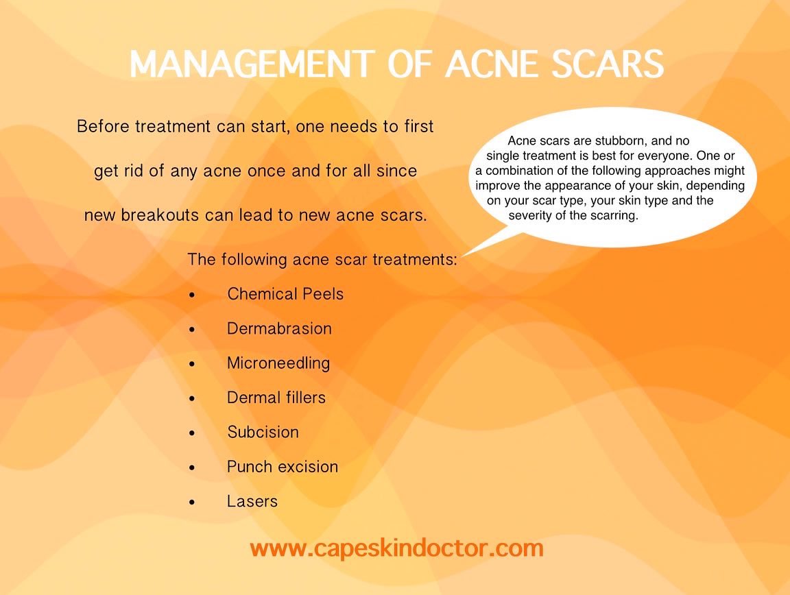 CapeSkinDoctor's tweet photo. The scars that acne can leave behind can be frustrating. There is no one best treatment for acne scarring. Treatment can improve scars and make them less noticeable. It requires multiple treatments. It's not a one-time thing. #chemicalpeels #microneedling #dermalfillers #lasers https://t.co/0pTPUgwtF9