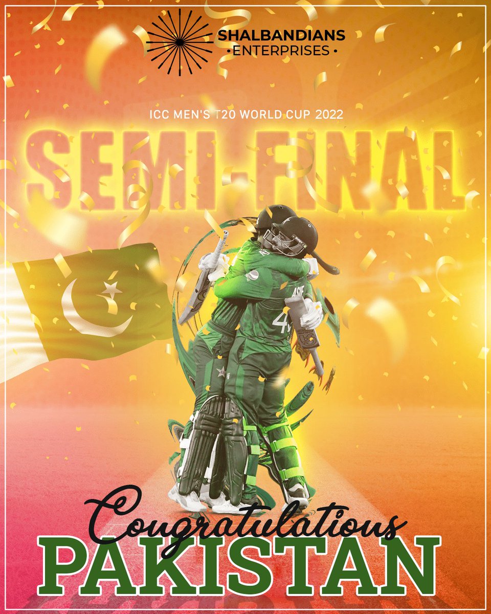 Alhamdolillah! Congratulations Team Pakistan for this tremendous Victory on winning Semi Final..
Dil Dil pakistan jaan jaan Pakistan❤️💎

 #Pakistan  #PakistanCricket  #pakistanzindabad #pakistancricketteam  #Semifinal  #Semifinal  #T20  #T20WC  #T20WC2022  #T20WorldCup