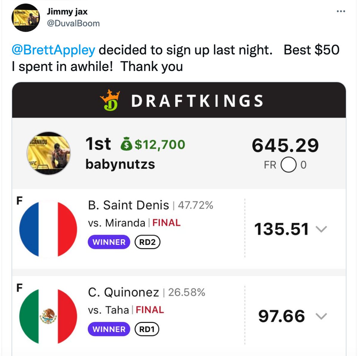 MMA Premium: We are back for #UFC281 with more than $1 Million up for grabs on DraftKings!!

We have the tools and information TO HELP YOU COMPETE - and the results that prove it!!

✅Breakdowns
✅Podcasts
✅Projections
✅Ownership
...and more!

Sign up ➡️ dailyfanmma.com/purchase/mma-p…