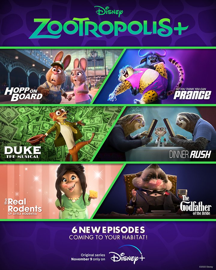 Nieuwe Zootropolis+ karakterposters op Disney Plus België op MoviePulp