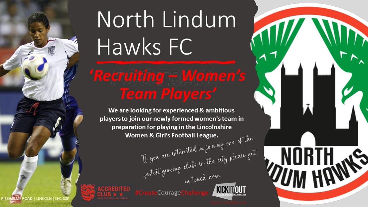 We are looking for players to join our newly formed #women's #football team. Training is on a Monday night on the 3G at <a href="/ActiveNationLin/">YarboroughLeisureCen</a>  preparing to play in the <a href="/LWGFL1/">Lincolnshire Women & Girls' Football League</a> for the upcoming season.
<a href="/lincolnSU/">Lincoln SU</a> @BGULincoln <a href="/LincolnshireFA/">Lincolnshire FA</a> <a href="/LincsLive/">Lincolnshire Live</a>