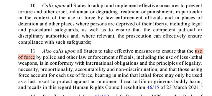 LeckerC's tweet photo. Draft proposed text of #UNGA77 #3rdCommittee
On Torture. See in particular references to #SolitaryConfinement #useofforce by law enforcement #MendezPrinciples updated version of #IstanbulProtocol #TortureEquipment vis elaboration of universal standards
https://t.co/yfsUmC22FJ https://t.co/SsvG2M0MDl