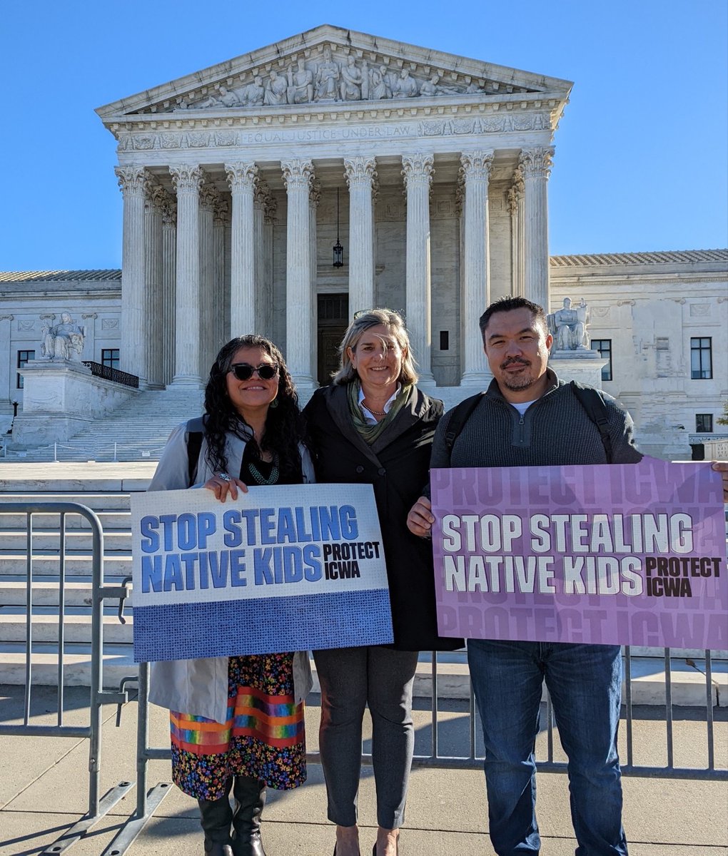 @NPAIHB Chairman Lewis, Director Laura Platero, @WaHCADirector Sue Birch at today's gathering in support of the Indian Child Welfare Act. #ProtectICWA  #BrackeenvHaaland #SCOTUS #IndianCountry #WA_health_care #NativeAmerican #AlaskaNative #NICWA #familiesrights #NativeKids