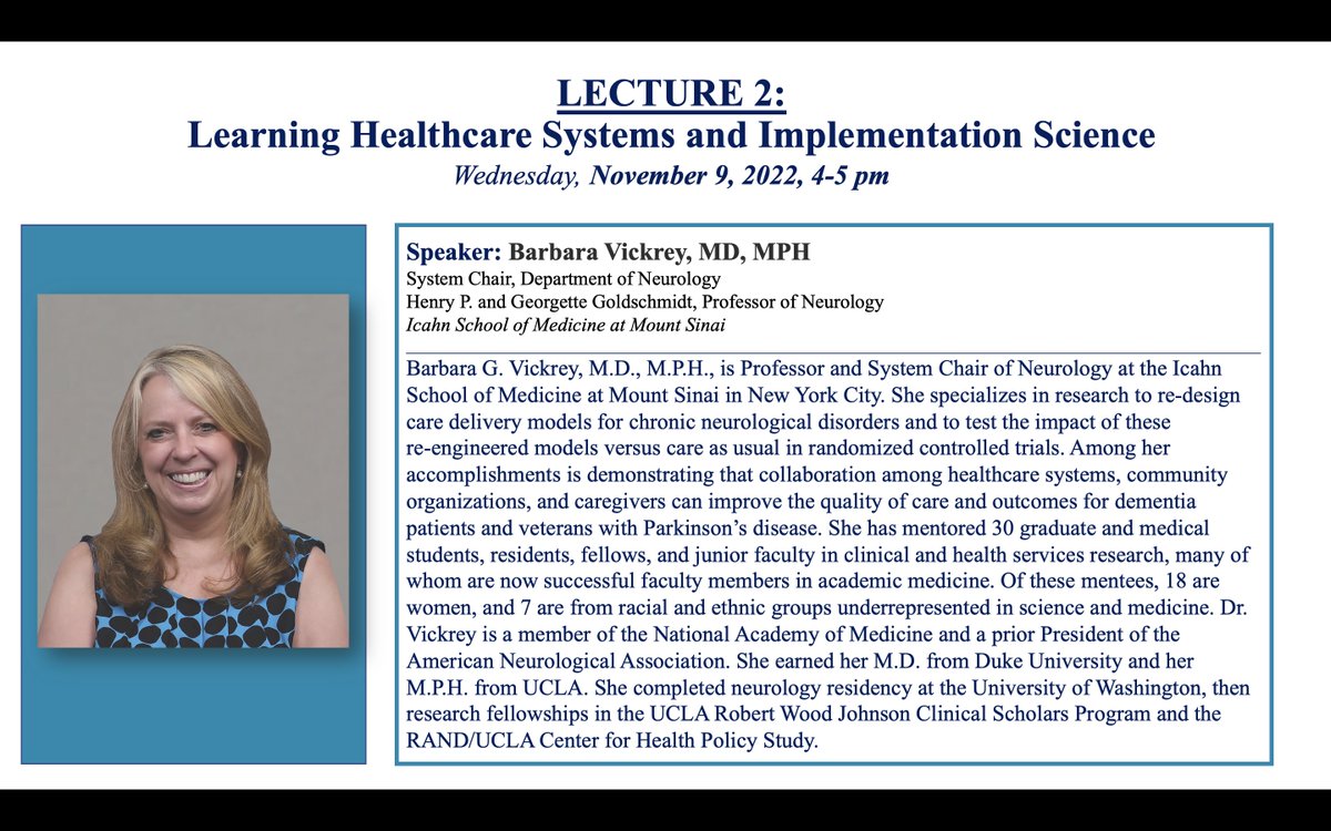 Join us today at 4:00pm ET for Dr. Vickrey's #insightful lecture on #LearningHealthcareSystems & #ImplementationScience! 

Please register here: cpd.partners.org/content/value-…

@HarvardHBS @HarvardChanSPH @harvardneuromds @AANmember @TheNewANA1 @MassGeneralMDs