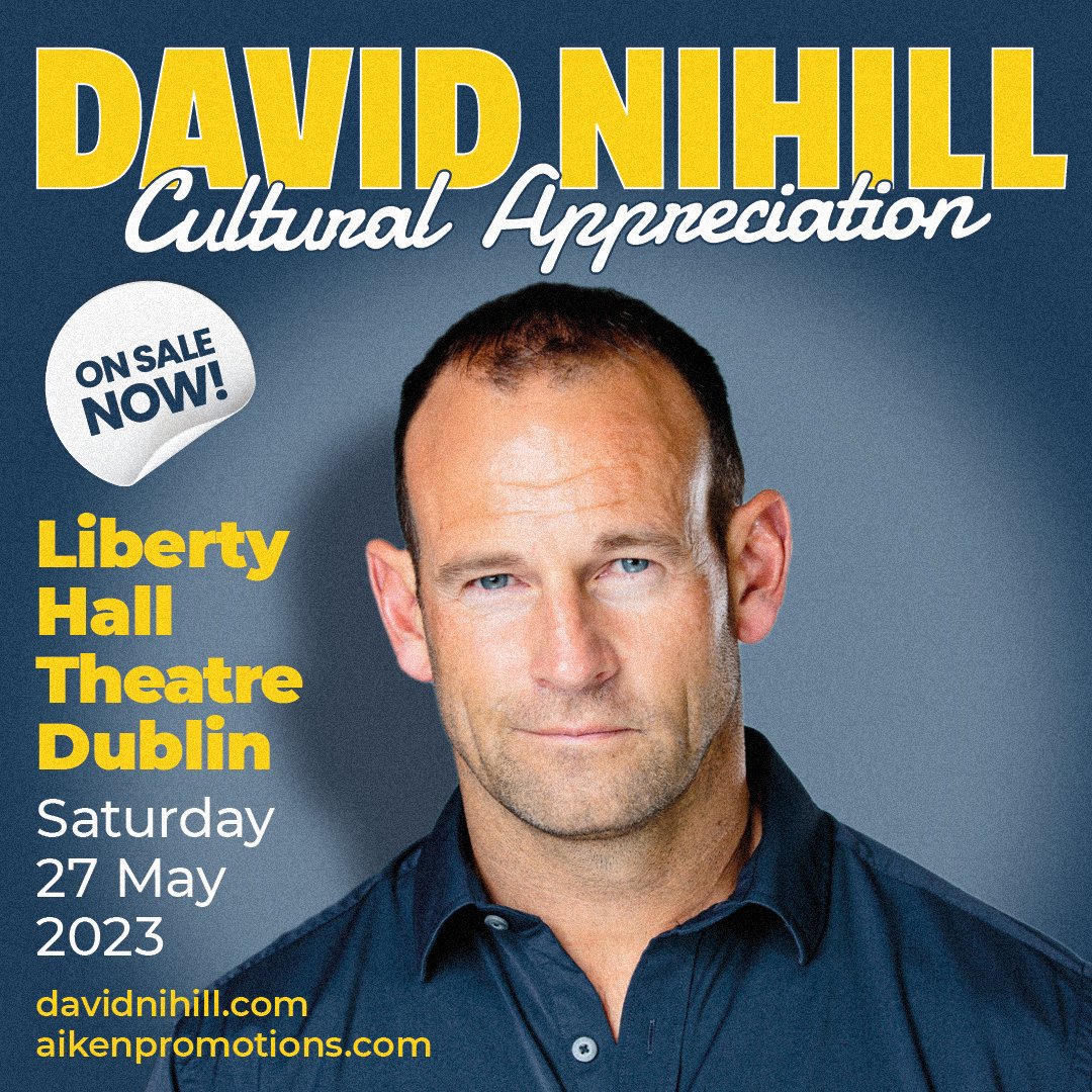 🤣 𝗢𝗡 𝗦𝗔𝗟𝗘 𝗡𝗢𝗪 🤣 @davidnihill's comedy has been described as high brow, thought provoking hilarity. You can be the best judge of that ~ David will be live in Liberty Hall May 2023 🎉 🎟 Tickets on sale now ~ bit.ly/3zZX6mN