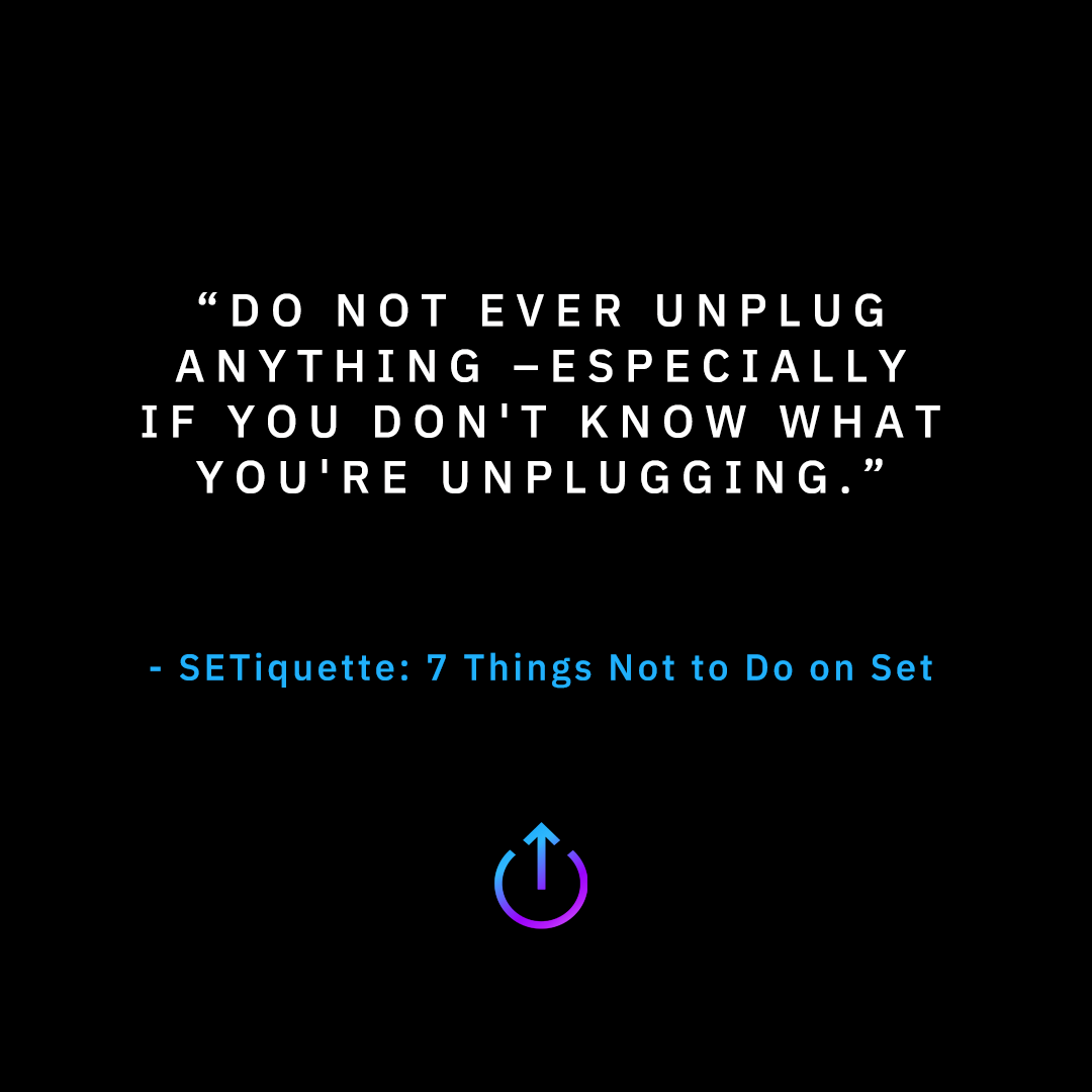 StaffMeUp's tweet photo. Tip number 1: Don't unplug anything.
Click the link below to find out what else not to do on set.
https://t.co/xyPQ0Pf96k
#staffmeup #setlife #productionlife #SETiquette https://t.co/Z0lDtyMc0Z