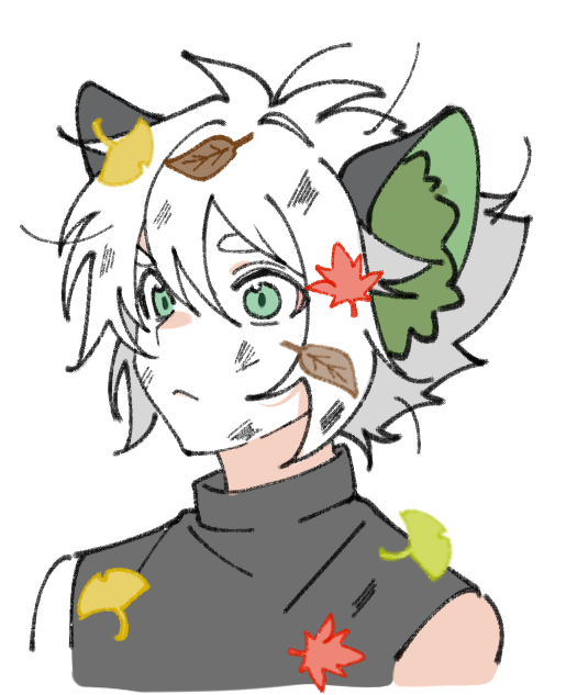 luoxiaohei 1boy leaf animal ears solo male focus white hair green eyes  illustration images