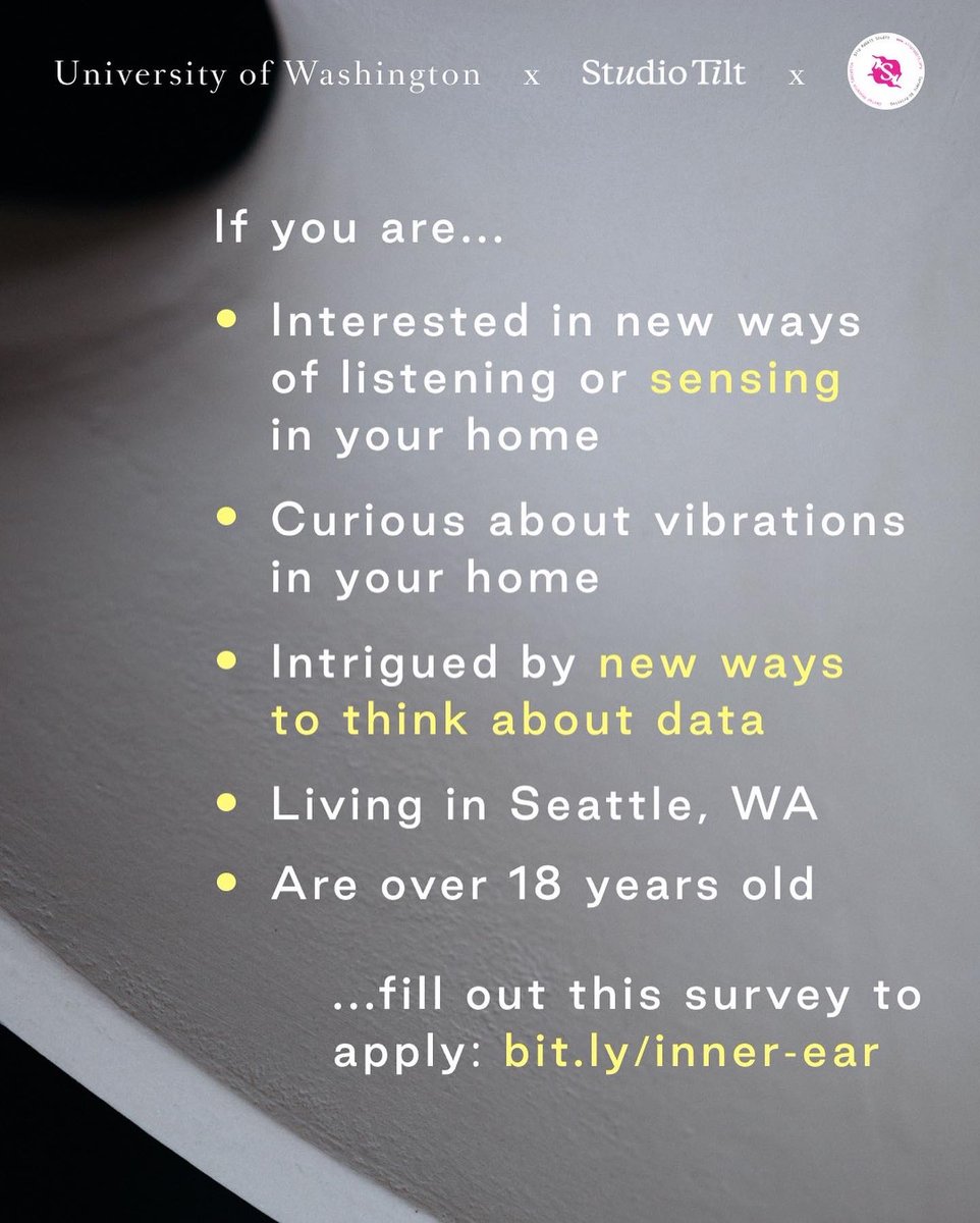 Have you ever noticed vibrations in your home?
The Inner Ear Project is a new collaboration with Slip Rabbit Studio! We are looking for participants in Seattle. Please share! Bit.ly/inner-ear 
#data #vibration #research #art #design #ceramic #3dprinting #home #seattle