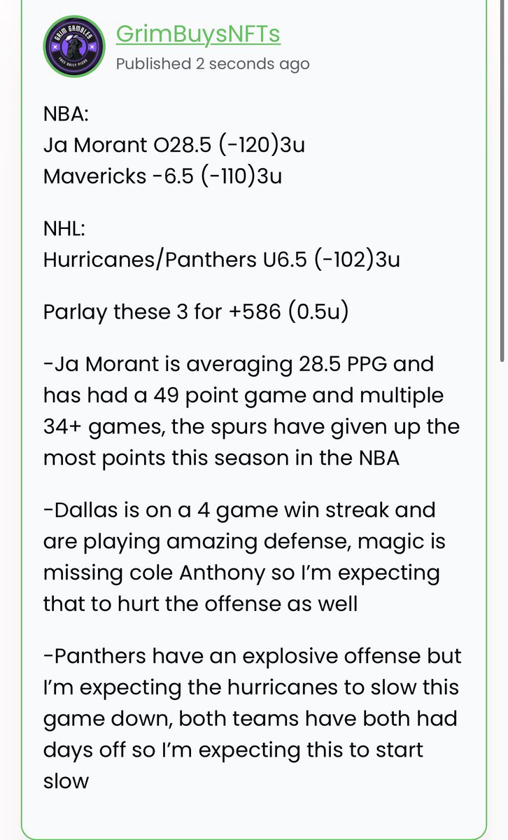 GrimGambles's tweet image. Here’s todays VIP card it’s all 3u plays and then there’s a parlay I through together 
#GamblingTwitter 
#FreePicks