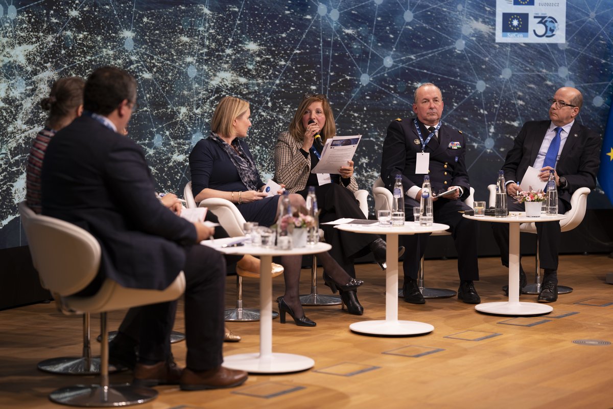 eusatcen's tweet photo. SatCen's exhibition was officially opened, celebrating the Centre’s past 30 years &amp; reflects on its future. Read more about what happened on the day the relevance of the Centre for the #EU and Member States, as well as the benefits of #space4security🌎. 
👉https://t.co/uXsNn5csGL https://t.co/INR5hKFcDz