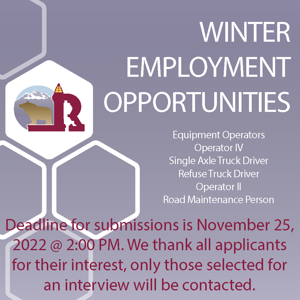 Do you love SNOW? We have winter opportunities.

Applicants must have a Traffic Control Person certificate, and Class 3 driver’s license with air.
 
Deadline for applications is November 25 @ 2 pm. Find out more revelstoke.ca

#cityofrevelstoke #snowremoval #winterjobs