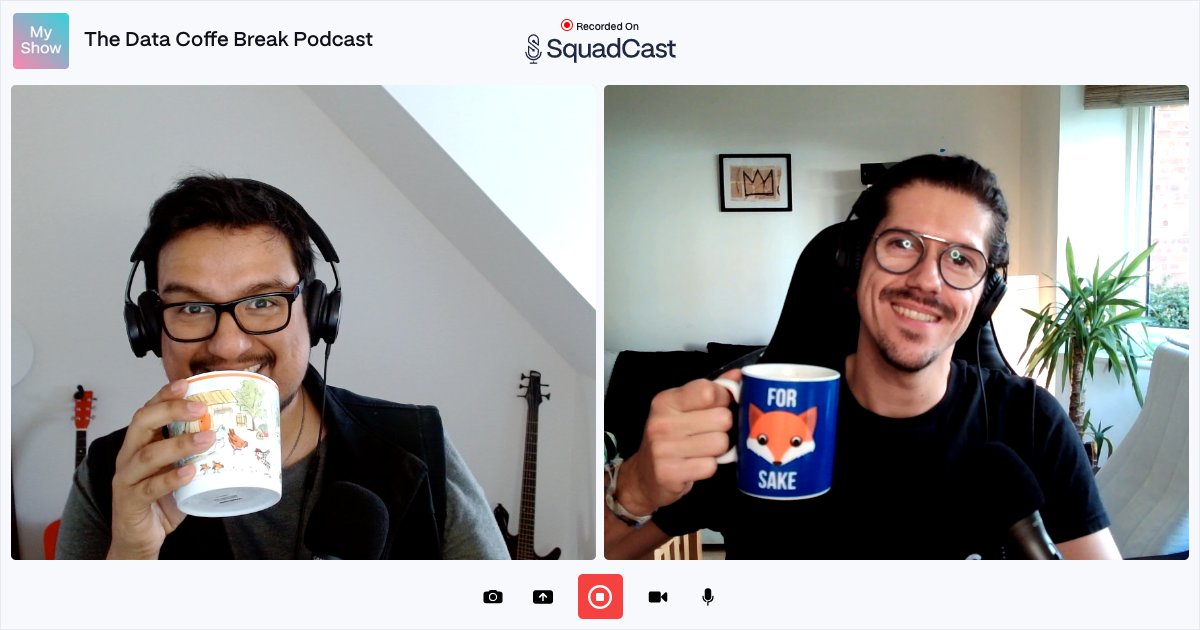 DataCoffeeBreak's tweet photo. Recording time! More caffeinated data talks coming to you soon! Thank you so much for all your support. Remember that you can listen on your favourite podcast platform: https://t.co/mRT65JhybF
@csilvar03 @MarcMontanari 
#data #recording #podcast #ai #dataculture https://t.co/NPbiASasy5