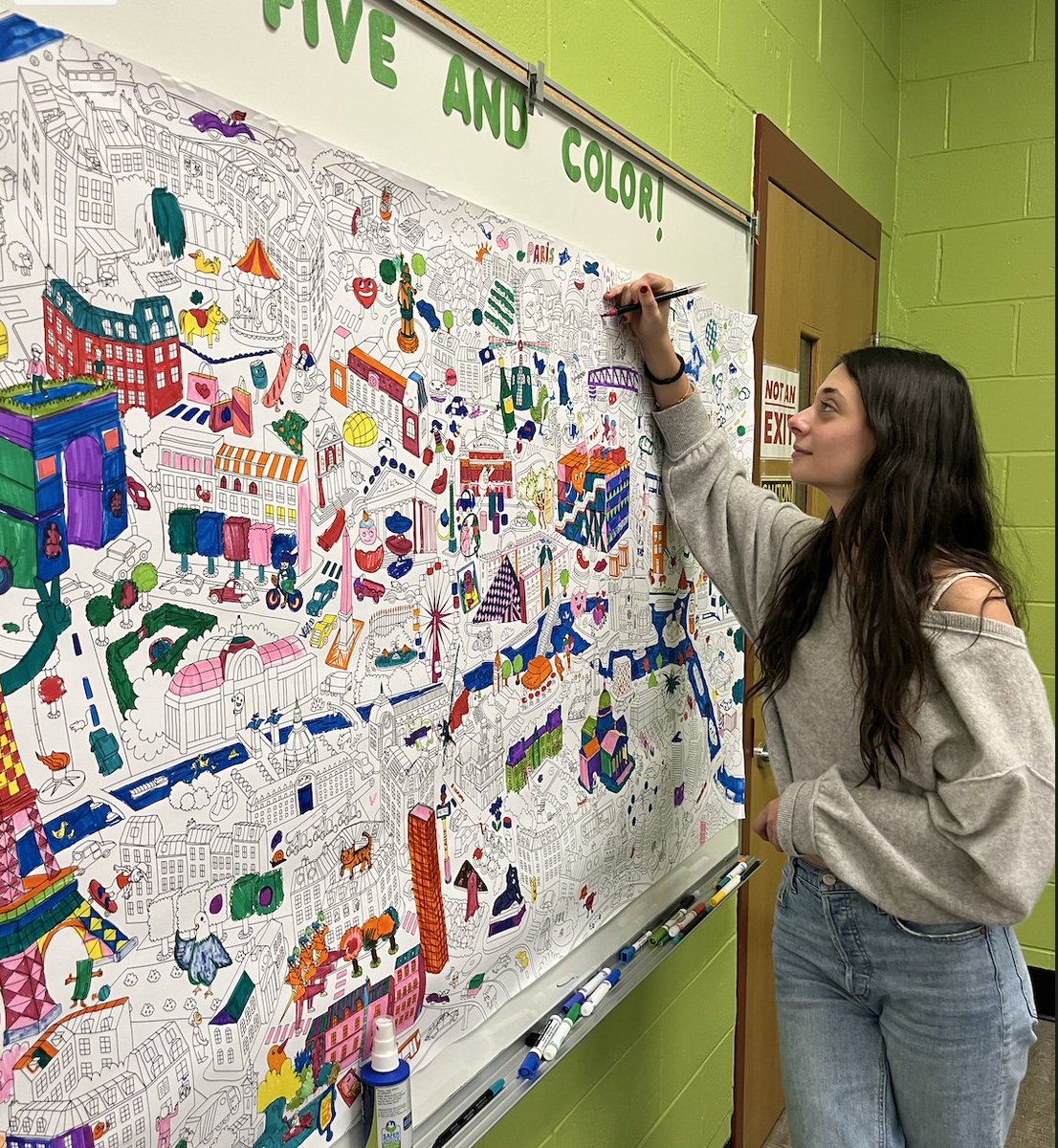 After a long class of managing layouts, Features Editor Hayley takes five and colors!