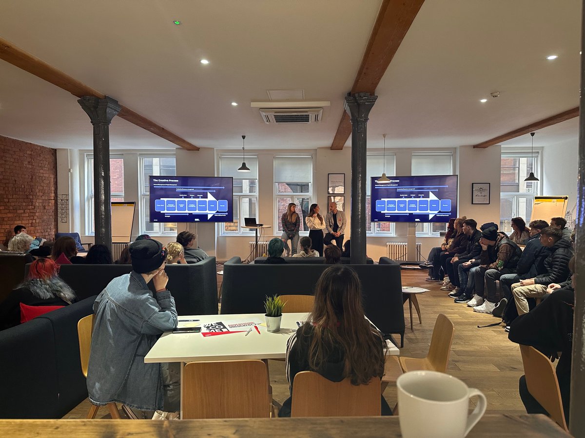 dentsuUK's tweet photo. Today, we were delighted to welcome 92 students to our Manchester &amp; London offices for @The_IPA's #AdvertisingUnlocked open day! 
We introduced them to #advertising world, the variety of roles, how campaigns are made reality &amp; insight from @ApprentifyUK on our #apprenticeships. https://t.co/KegHasz7Wr