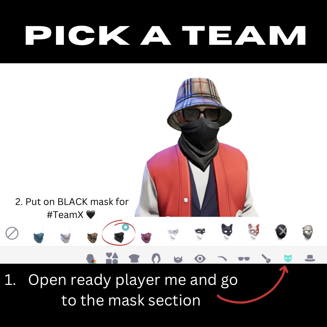 P2d_RAWNetwork's tweet photo. Are you #TeamX ?! If so go add a white bandana on your @readyplayerme avatar and let’s get pumped for #RAWGameNight! 

Tag your friends you want to join #TeamX for capture the flag ! 🏴 https://t.co/kPkQuB9w2b