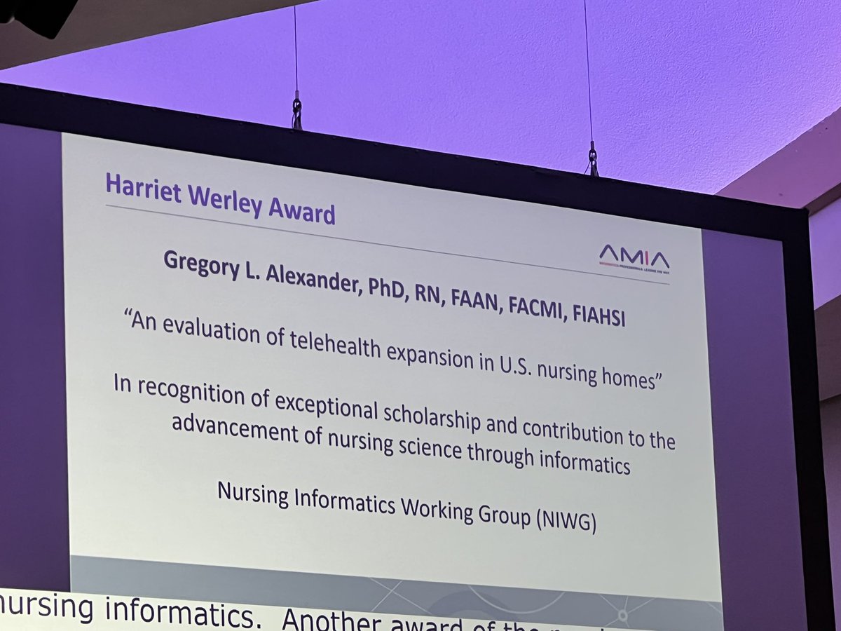 Congratulations to Gregory Alexander for the Harriet Werley award! #AMIA2022