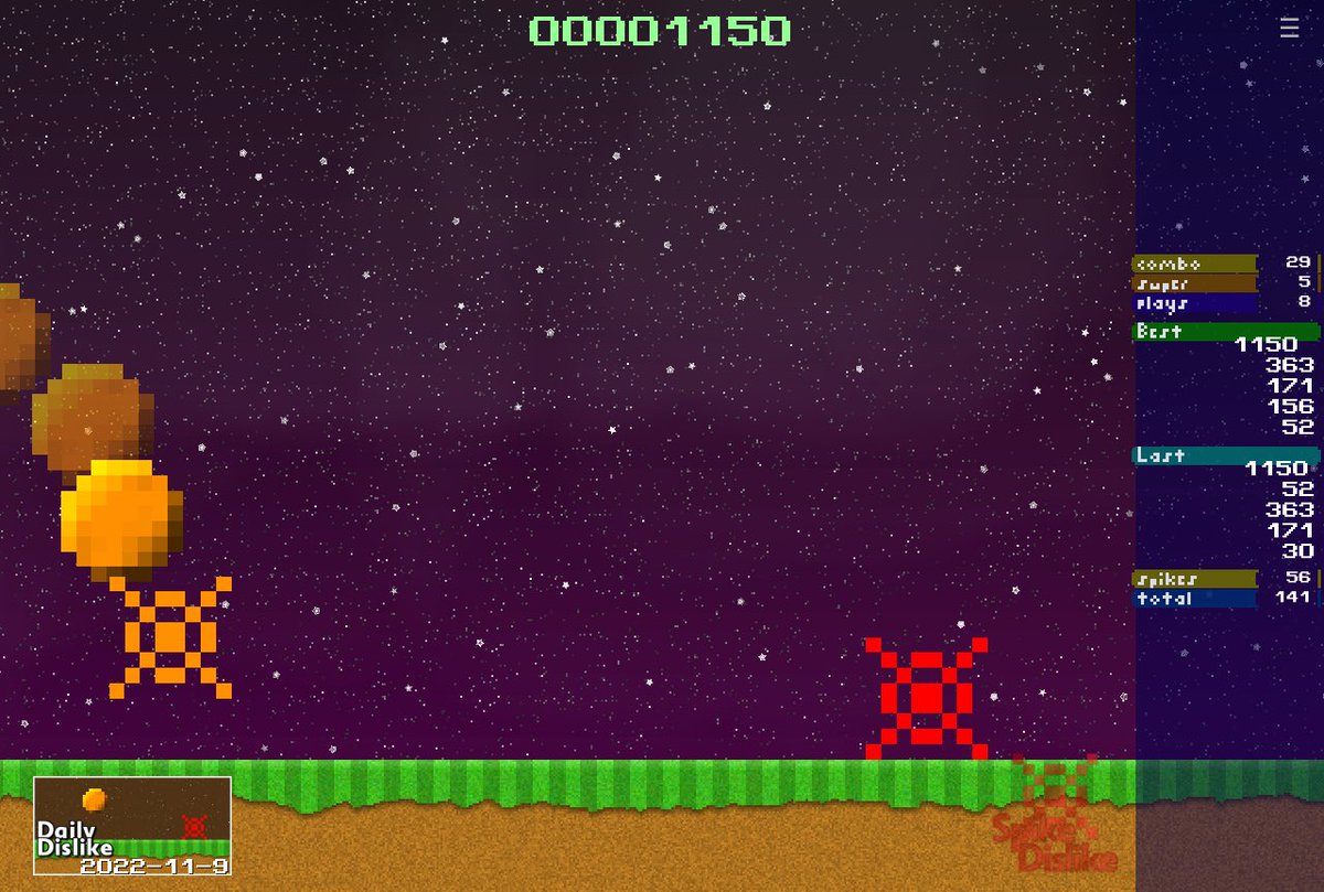 pixelarf's tweet image. Can you beat my score of 1150 points in today's Daily Dislike?
SpikeDislike.com/?Goto=Daily