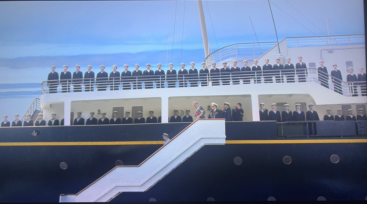 CamHarding_'s tweet photo. #TheCrown S5 #Netflix 👑 

I was lucky enough to play a Sailor on the Royal Britannia with Imelda Staunton, if you have watched E1 already yes I managed to hide the papers from her Majesty the Queen and no I didn’t fall over in the process 🛳️ https://t.co/WvFTCMv9kO