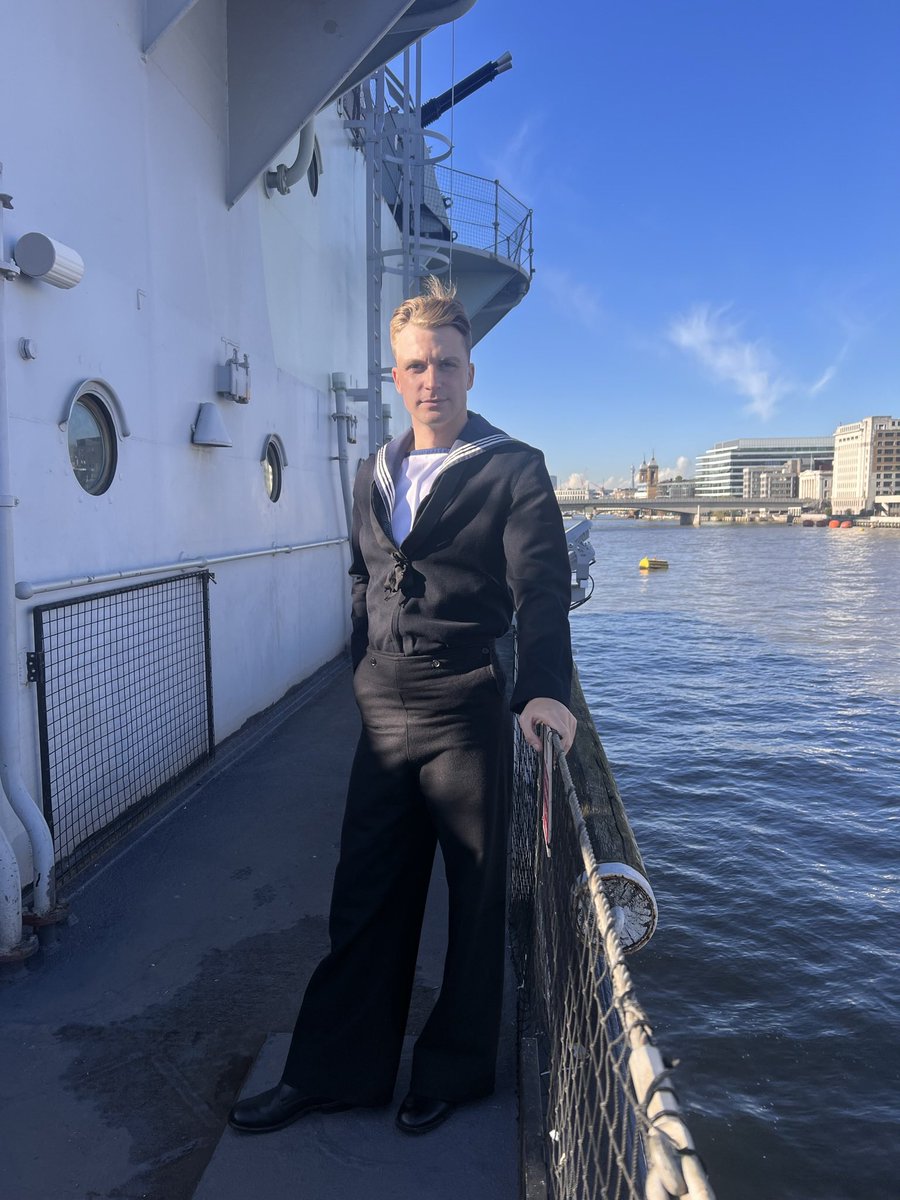 CamHarding_'s tweet photo. #TheCrown S5 #Netflix 👑 

I was lucky enough to play a Sailor on the Royal Britannia with Imelda Staunton, if you have watched E1 already yes I managed to hide the papers from her Majesty the Queen and no I didn’t fall over in the process 🛳️ https://t.co/WvFTCMv9kO