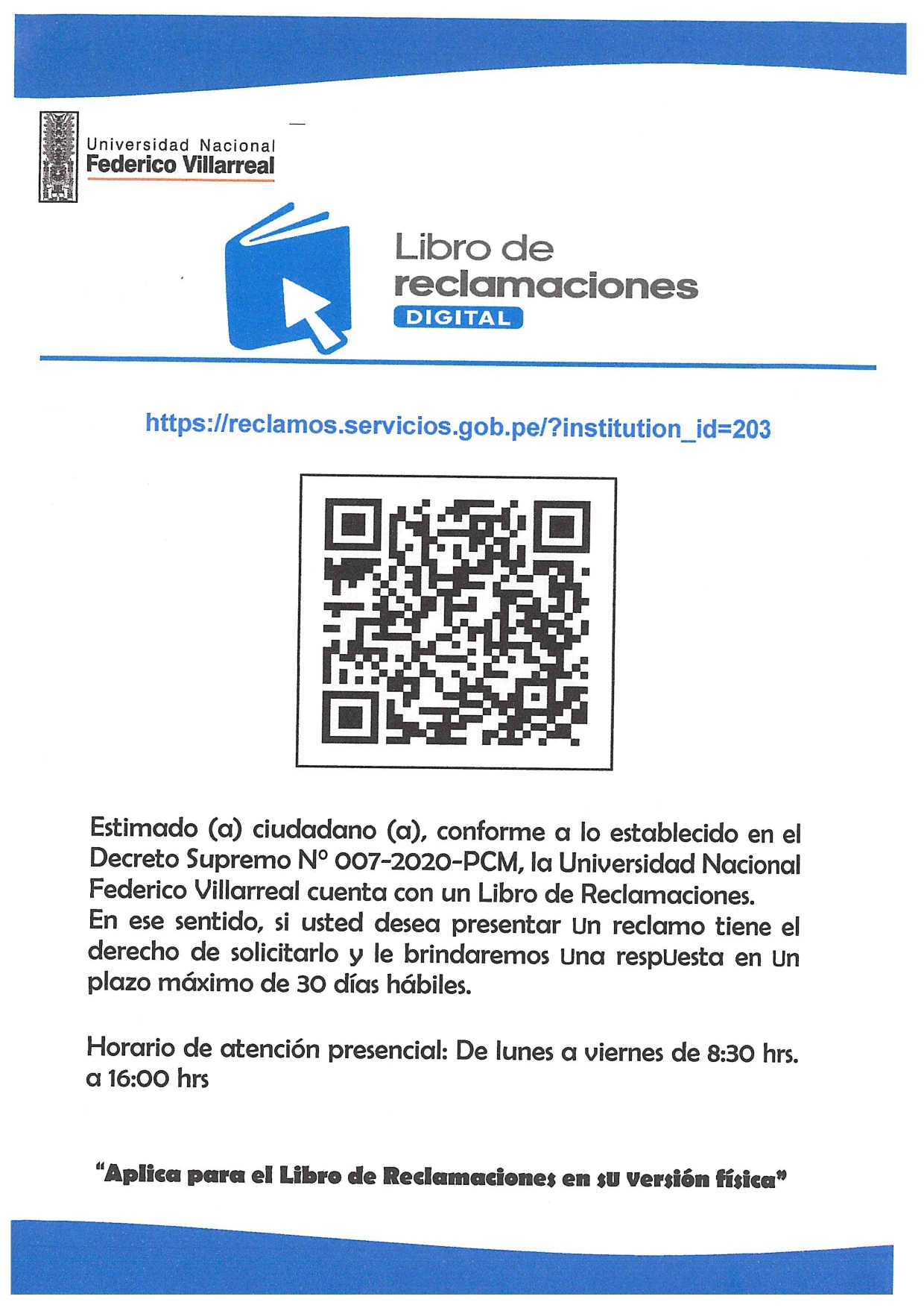 on Twitter: "📌 LIBRO DE RECLAMACIONES DIGITAL 👉 https://t.co/l77XK1Kos0 #UNFV https://t.co/v6CWN8Um0E" /