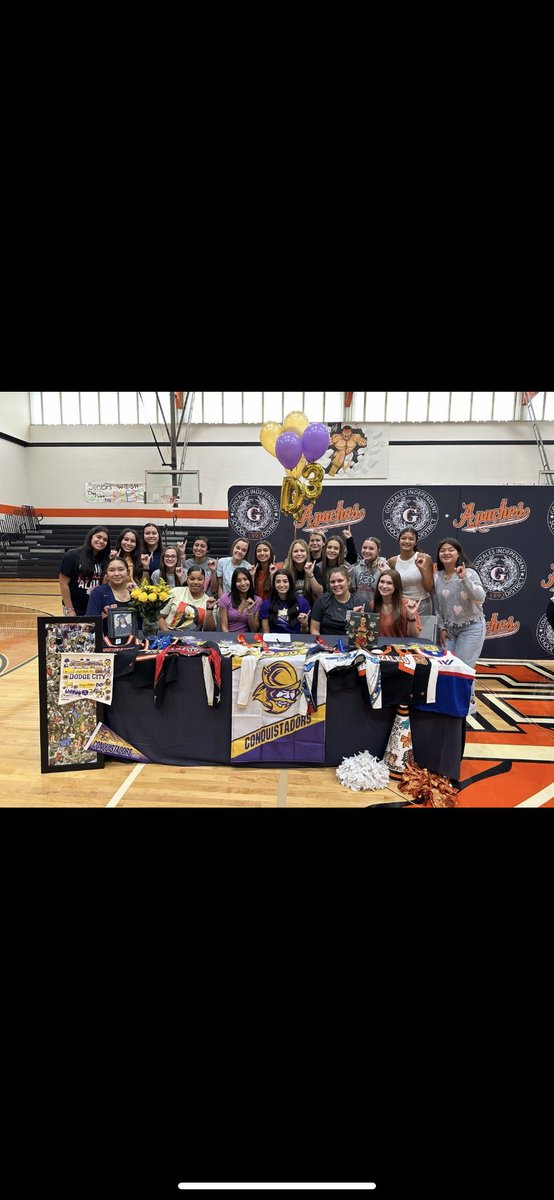 Today Sam signed to be a part of the Dodge City, Kansas cheer team. Sam, we are so proud of you and all that you have done in and out of this program. We are so excited to watch you continue to grow at the next level. Once an Apache, Always an Apache. We love you. 💜💛