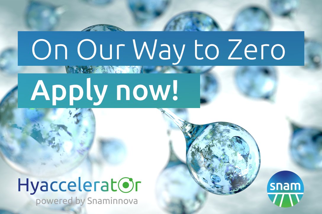 snam's tweet photo. Our second #HyAccelerator Call4Startup "On Our Way to Zero" is now open for #startups and innovative SMEs with solutions along the entire #hydrogen value chain, from production of hydrogen and alternative fuels to end-users. Discover more โฌ๏ธ
https://t.co/M0I13IHfuL https://t.co/beWaQIGGpX
