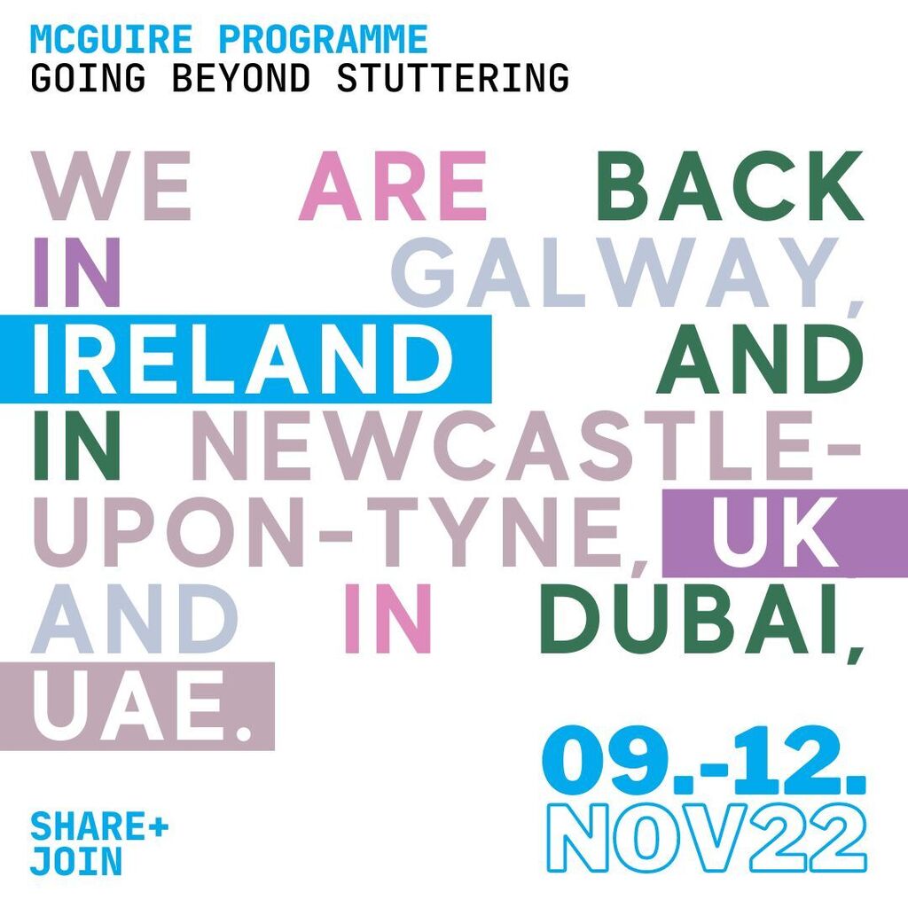 We have three (3) simultaneous course happening today and for the next 3 days solid for people who stutter.

One in Galway, Ireland with Cormac King and Megan Gribben, another in Newcastle-Upon-Tyne in the UK with Lisa Nealan and Michael Batley, and the … instagr.am/p/CkvZLZVK_hI/