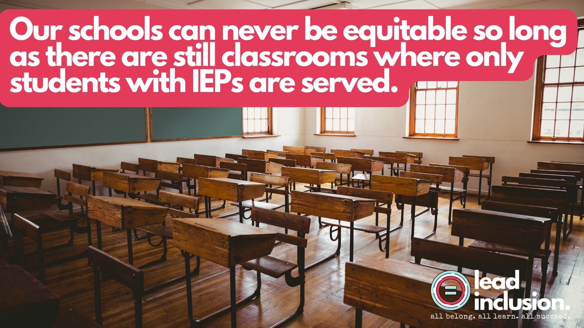leeannjung's tweet image. Although a transition to inclusive schooling is complex and requires adequate supporting resources, it must be treated with urgency. Our schools can never be equitable so long as there are still classrooms where only students who have IEPs are served. #LeadInclusion #EdChat #UDL
