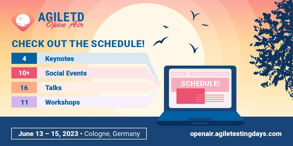 THE #AgileTDOpenAir PROGRAM is out NOW☀️🏝
We will open the beach again in Cologne next June 13-15, 2023 - and you can get excited!
28 Speakers, 30+ Sessions and 10 Fun &amp; Bonus Events are waiting for you outdoors! 🍃
➡️ check out the full program here: bit.ly/3FXoIwJ
