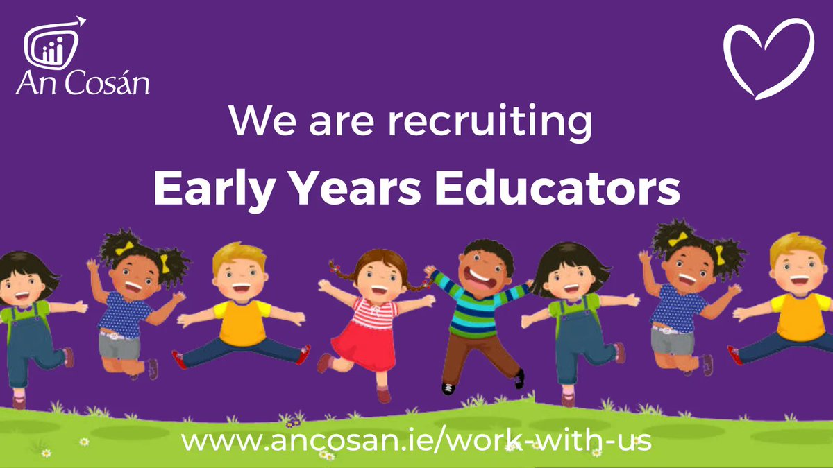 an_cosan's tweet photo. Are you a qualified #EarlyYears Educator? We currently have #vacancies in #Kiltipper and #Cabra! If you are passionate about #EarlyYearsEducation, we would love to hear from you!
> https://t.co/7QRomfmEXy
#jobfairy #irishjobs #jobalert #Dublinjobfairy #Irelandjobfairy #Tallaght https://t.co/WUUAlYo3x4