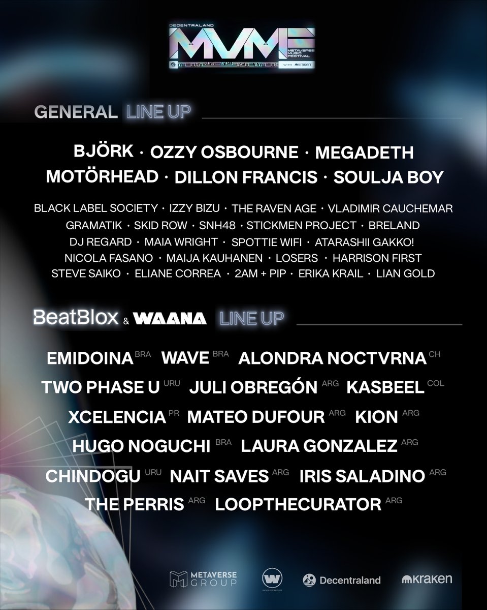 One day for the #DCLMVMF22

Can you believe this lineup?

<a href="/decentraland/">Decentraland</a> <a href="/WaanaMusic/">Waanamusic.xyz</a> <a href="/metav3rsegroup/">Metaverse Group</a>
