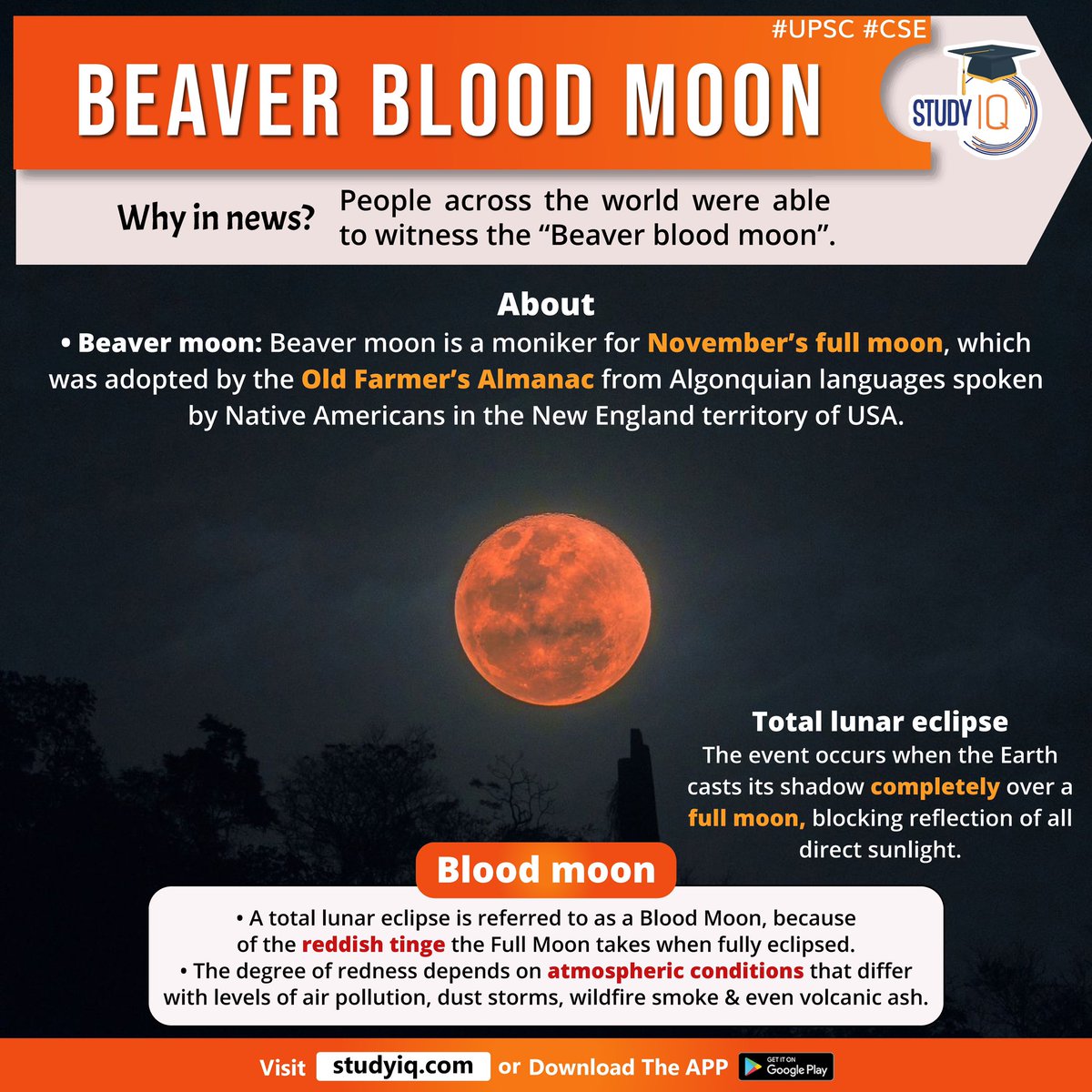 upsciq's tweet photo. #Beaver #Blood #Moon

#beaverbloodmoon #world #beavermoon #oldfarmers #almanac #algonquianlanguages #nativeamericans #englandterritory #usa #lunareclipse #earth #directsunlight #bloodmoon #totallunareclipse #reddishtinge #atmosphericconditions #airpollution #duststroms https://t.co/Df5c2CY0TW