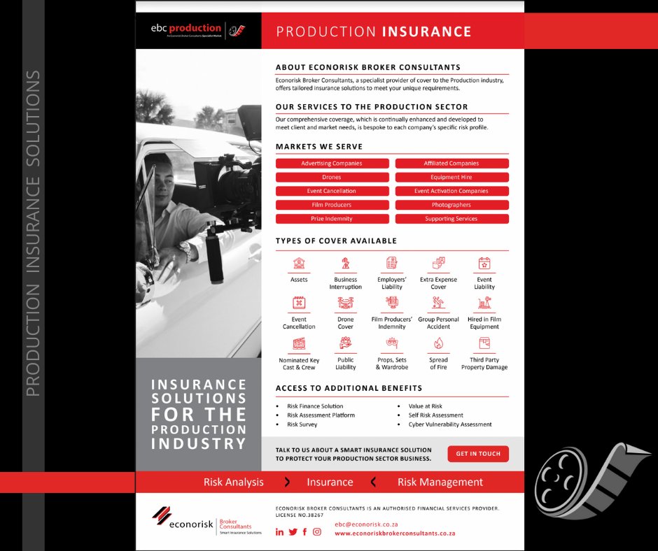 EconoriskBC's tweet photo. Insurance solutions for the production industry:
Talk to us about a smart insurance solution to protect your production sector business.
https://t.co/FlwigbExWX

ebc@econorisk.co.za
https://t.co/dQJ6oURUrV https://t.co/2ySYHSLRXg