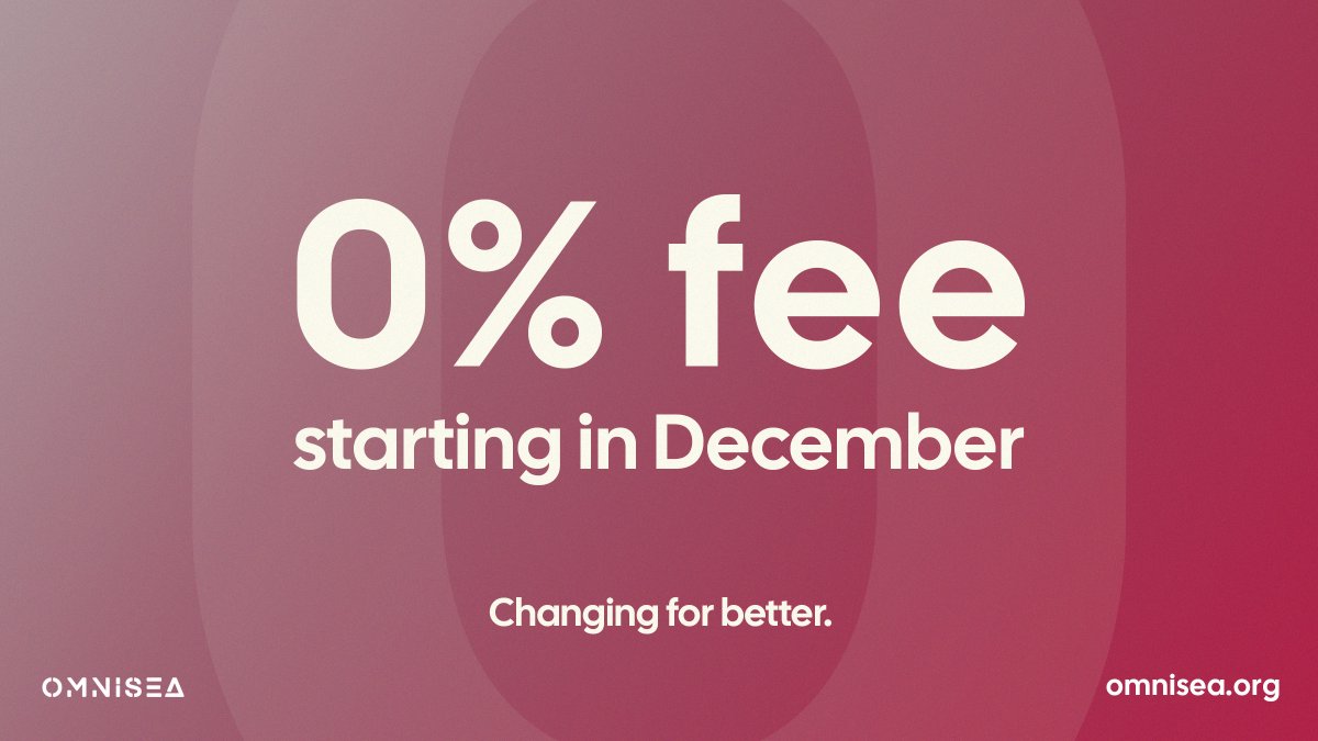 🚨 Starting from December we'll introduce a new business model. Omnisea Launchpad &amp; Gateway will have a 0% fee - which makes it the best offer on the market when it comes to creating NFTs. Every aspect will be the same, we just want to make it Free for Creators! 🙌 1/6