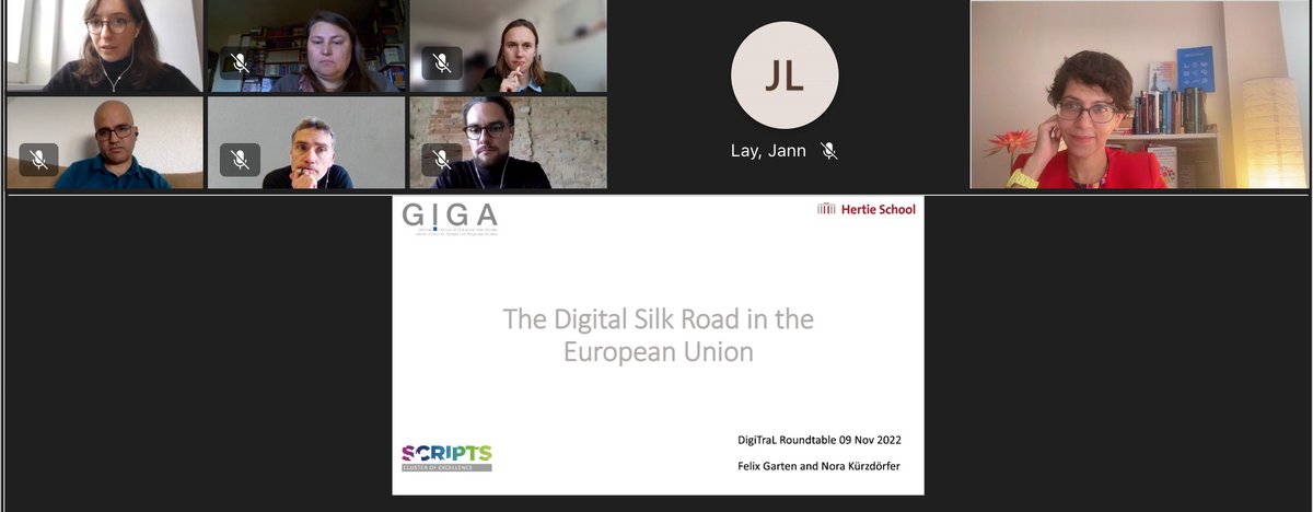 AmritaNarlikar's tweet photo. Stimulating afternoon @GIGA_Institute Team #DigiTraL #RoundTable. Thnx @kuerzdoerfer_n & @garten_felix for great presentation, & Markus Rimmele from @planungsstab for joining us! Looking fwd to continuing the exchange. #DigitalSilkRoad #EU #China #NationaleSicherheitsStrategie https://t.co/yEjGwkkpMb