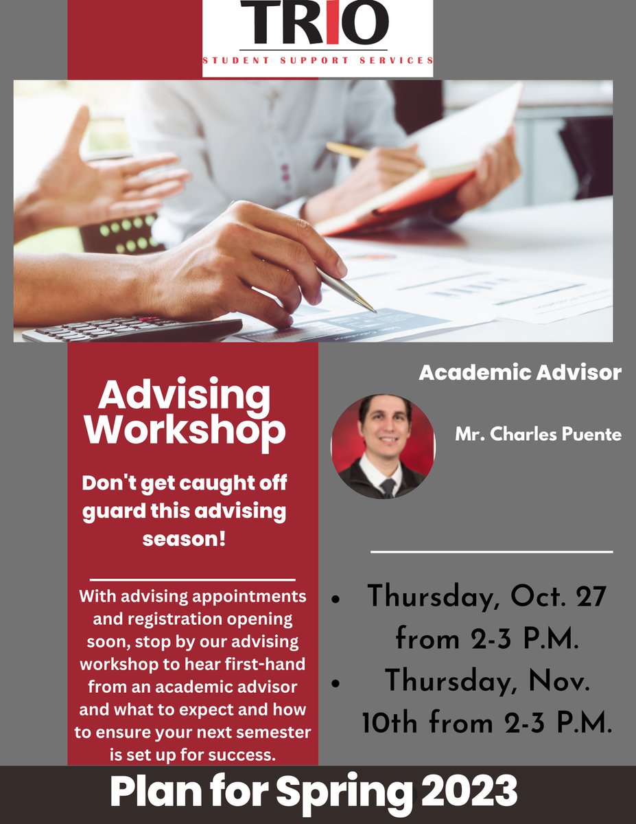 We are officially 5 days away from Spring 2023 registration opening! Still unsure of what classes to take or how to access your Degree Works, stop by tomorrow for the last Advising Workshop of the semester!