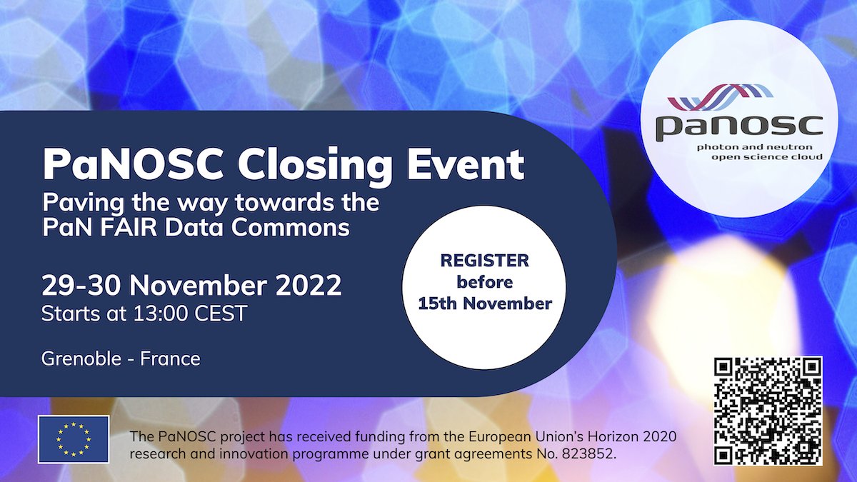 On 29-30/11 we're having our closing event in Grenoble (&amp; online)!
Register now and join us to learn on the work done to make #FAIRdata a reality at PaN facilities, and discuss future challenges to further sustain &amp; increase the offer of PaN data services
bit.ly/REGISTER-PaNOS…