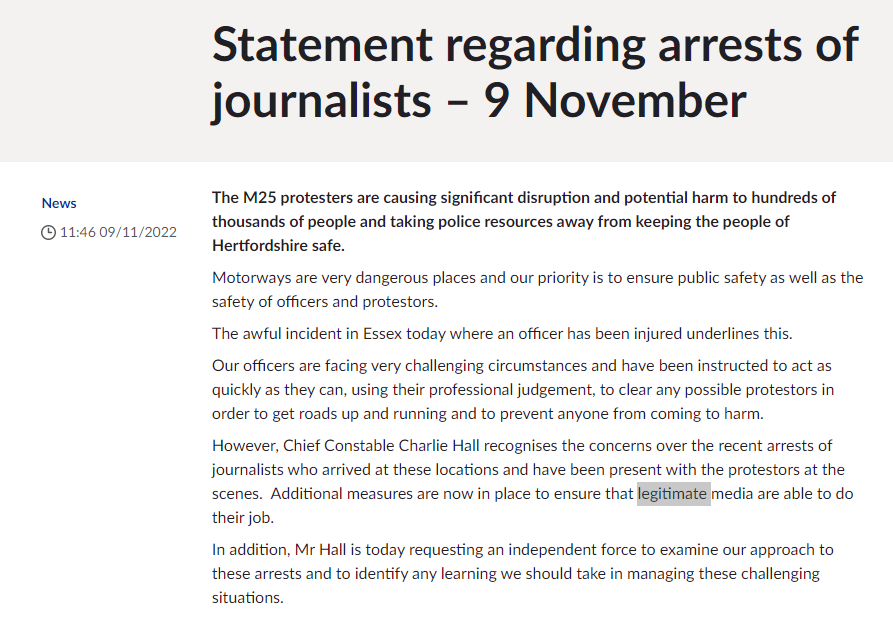 @GoodLawProject I'm not sure this statement makes things better. More than a touch of 'state sponsored media' in this 'legitimate' media will be allowed to do their job. Who gets to decide which journalists are 'legitimate'?
