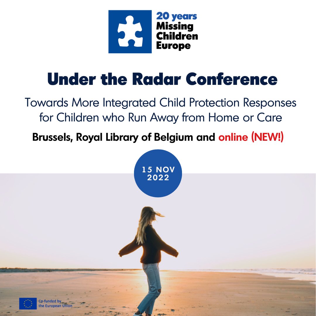 Join the conference: Under the #Radar - Towards More Integrated Child Protection Responses for Children who Run Away from Home or Care

🗓️ 15 November 2022 

📍 Brussels and online (NEW!)

🖱️ surveymonkey.com/r/YZ6GNHT