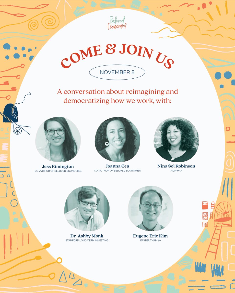 Join co-authors and book contributors for a conversation about reimagining and democratizing how we work in order to build economies that work for all! This afternoon, Tuesday November 8, at Stanford University. We're excited to see you there! 📚✨

#belovedeconomies #booktour