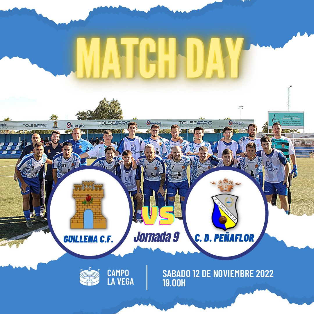 GuillenaCF1969's tweet photo. ⚽️ 𝘿Í𝘼 𝘿𝙀 𝙋𝘼𝙍𝙏𝙄𝘿𝙊 ⚽️

𝗝𝗼𝗿𝗻𝗮𝗱𝗮 9️⃣

⚪️🔵 𝗚𝘂𝗶𝗹𝗹𝗲𝗻𝗮 𝗖𝗙 🔵⚪️ 𝘃𝘀 @CDPenaflorFB 
🗓️ 𝗦á𝗯𝗮𝗱𝗼 𝟭𝟮 𝗱𝗲 𝗡𝗼𝘃𝗶𝗲𝗺𝗯𝗿𝗲 𝗱𝗲 𝟮𝟬𝟮𝟮
🕖 𝟭𝟵.𝟬𝟬𝗵
🏟️ 𝗖𝗮𝗺𝗽𝗼 𝗟𝗮 𝗩𝗲𝗴𝗮 https://t.co/V7NI2Zm6hp