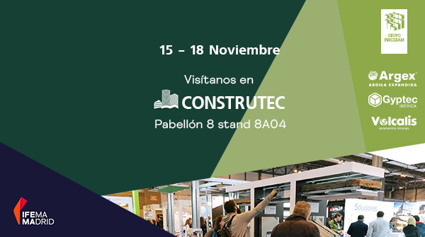 #CONSTRUTEC 2022
En #Madrid, las empresas #Argex, #Gyptec y #Volcalis expondrán diversas soluciones constructivas dirigidas al confort y bienestar de las personas, que contribuyen a la reducción del consumo energético, tanto en calefacción como en refrigeración. 
#ifema #feria