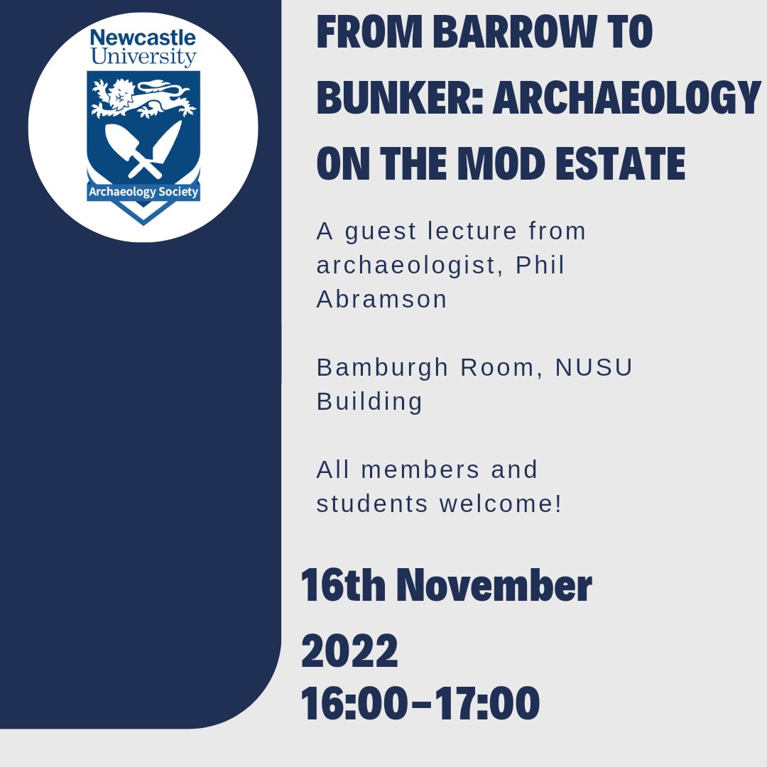 Archaeologist Phil Abramson has kindly agreed to come along and give a lecture on archaeology within present-day military sites in the United Kingdom.

The lecture will take place on Wednesday the 16th of November from 4pm to 5pm. All are more than welcome to attend!