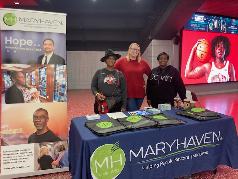 Maryhaven's tweet photo. .@OhioStAthletics hosted #Maryhaven at the @OhioStateWBB game last night. It was a great night to spread our message of #restoringhope and #changinglives, and for the Bucks!

#osu #Buckeyes #basketball https://t.co/dyQampxEFq