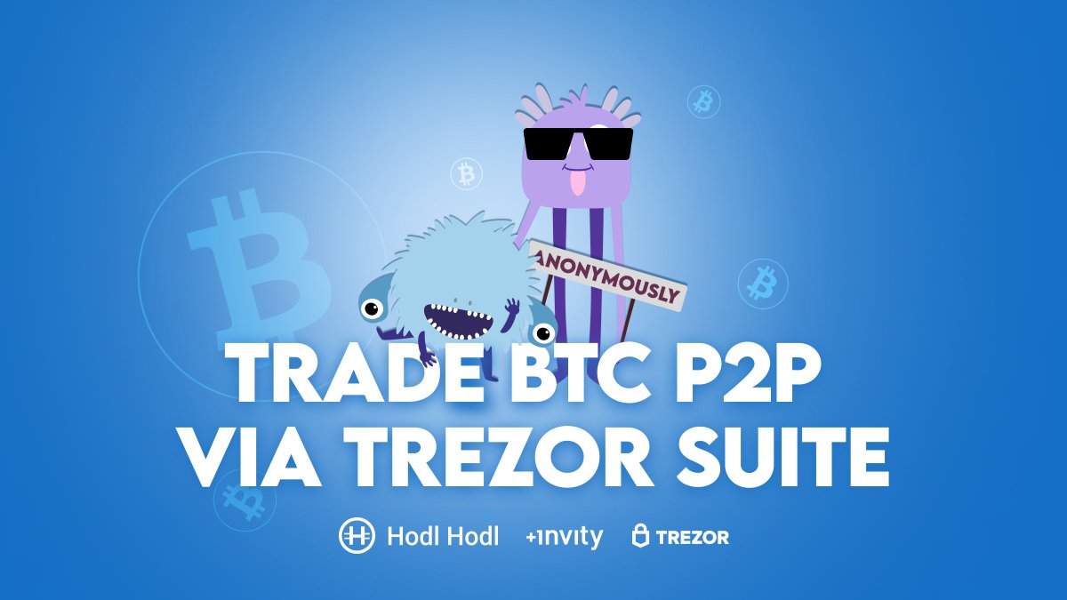 NEW: Anonymous P2P #Bitcoin trading through Hodl Hodl is now available in  @Trezor Suite, thanks to @invity_io! Enter our GIVEAWAY below to win a  Trezor wallet👇🏼
