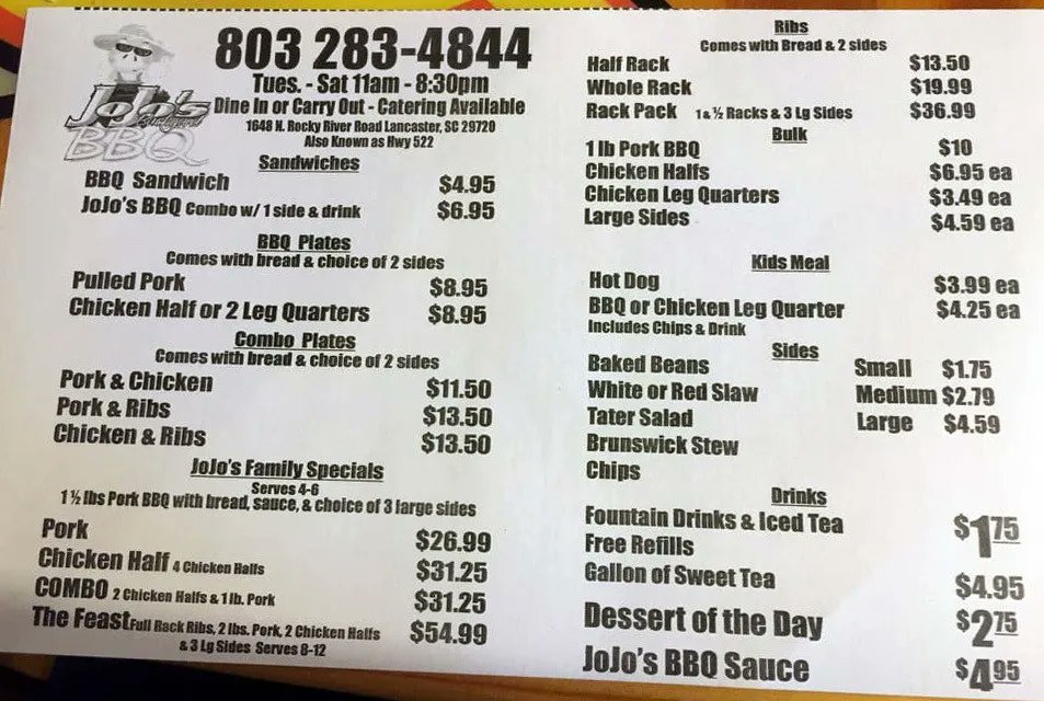 DestinationBBQ's tweet photo. JoJo’s Backyard BBQ Restaurant in Lancaster, SC - Destination BBQ https://t.co/KVXu6VJ2Xy
.
.
.
#SCBBQTrail #SouthCarolina #DiscoverSC #bbq #bbqblog #bbqrestaurant #bbqlovers #bbqlife #carolinabbq #eatlocal #nearme #barbecue #bbqtime #bbqing #barbecuenation https://t.co/qwG5i846O5