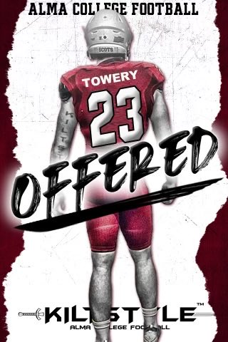 EvanTowery1's tweet photo. Beyond blessed to receive an offer to play football ⁦@AlmaScotsFB⁩!
Thank you ⁦@Coach_OGara⁩ for guiding me through everything!

⁦@ROHSAthletics⁩ ⁦@rofbplayas⁩ https://t.co/J9UxevGwOf